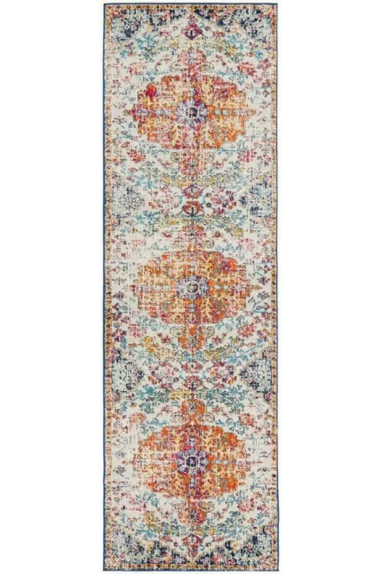 Evoke Carnival White Transitional Runner Rug