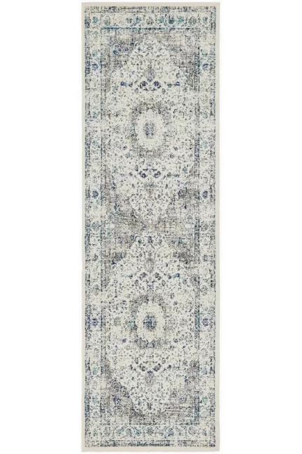Evoke Mist White Transitional Runner Rug