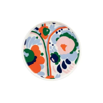 Oiva Karuselli Plate 20cm in white dark blue orange light pink