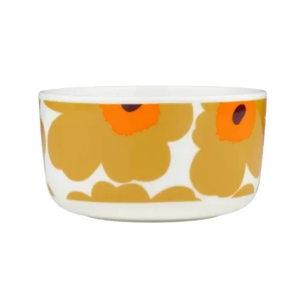 Unikko Bowl 500ml in white caramel warm orange